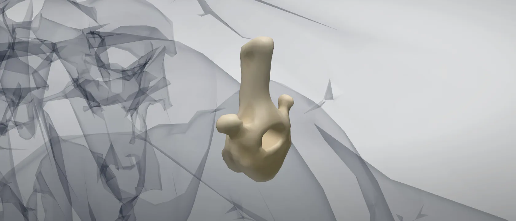 Thoracic vertebra 13 (Vertebra thoracica XIII) of the horse: a three-quarter view of the bone.