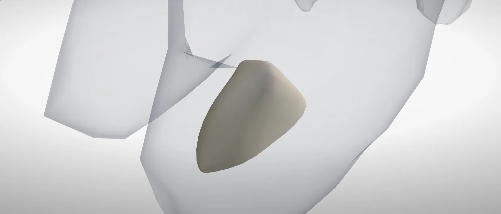 Distal phalanx, digit 4, left hind (Phalanx distalis digiti IV pedis) of the pig, left side: a three-quarter view of the bone.